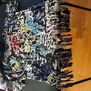 Graffiti tee with fringe